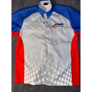 Vicci Shirt Mens M Multi Riva Motorsports Short Sleeve Collared Logo Button Down